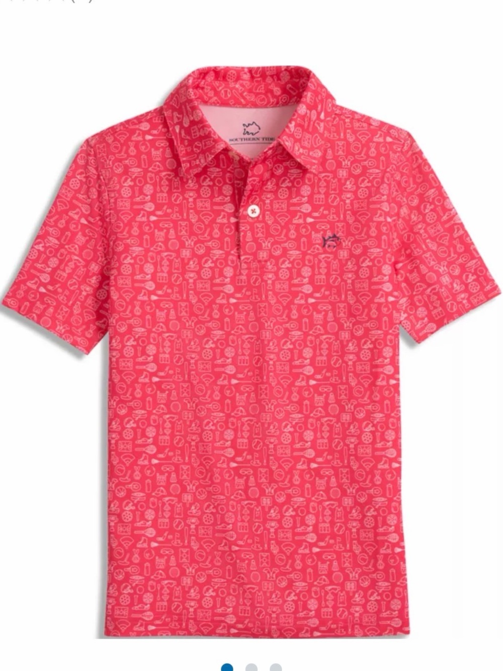 Boy’s Southern Tide Coral-Red Printed Polo XL